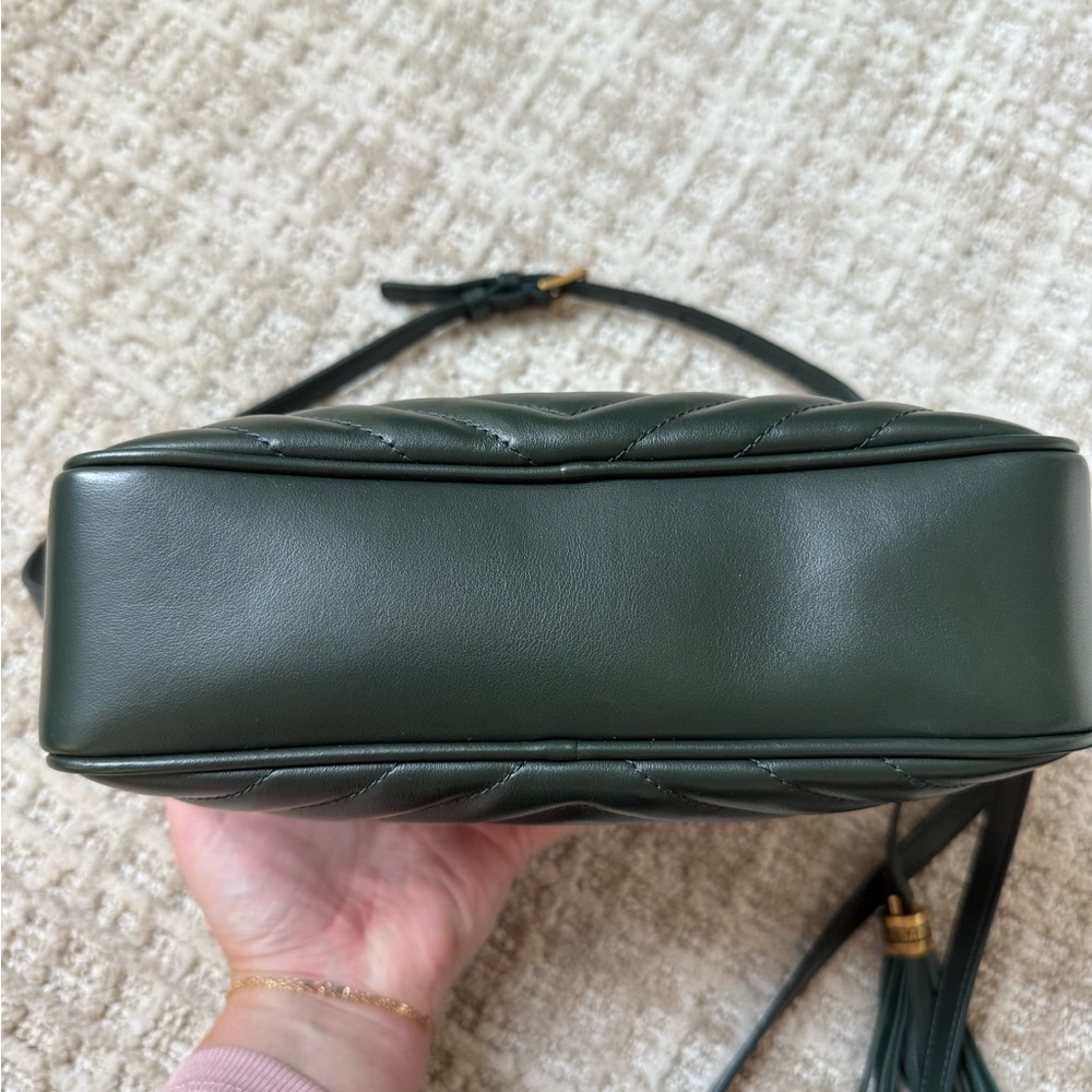 Saint Laurent Dark Green Quilted Crossbody Bag - Picture 7 of 8